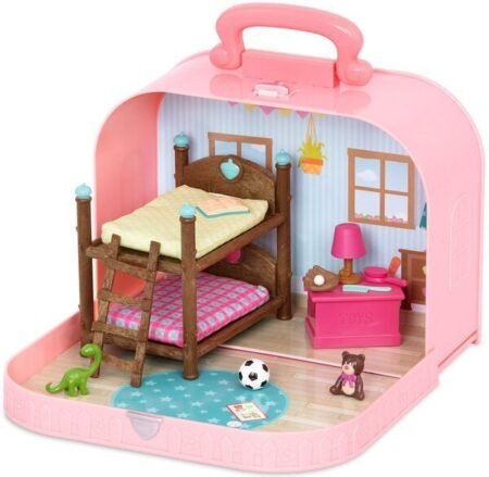 Ігровий набір Li'l Woodzeez Кейс рожевий (Двоповерхове ліжко) з аксесуарами WZ6597Z