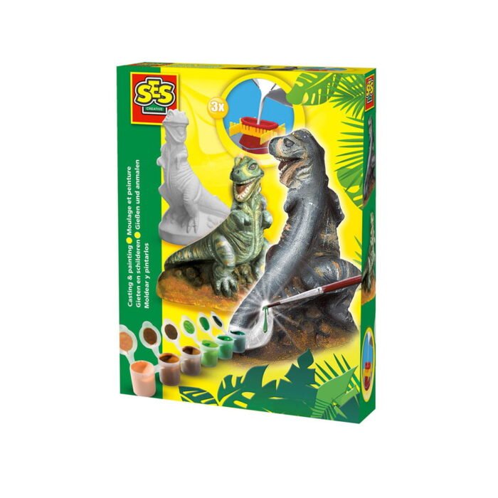 Набір для створення гіпсової фігурки - T-REX (гіпс, формочка, фарби, пензлик) - Зображення 1