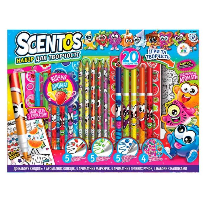 Ароматный набор для творчества - ФРУКТОМАНИЯ (маркеры,ручки, карандаши,наклейки,раскраска) - Зображення 1