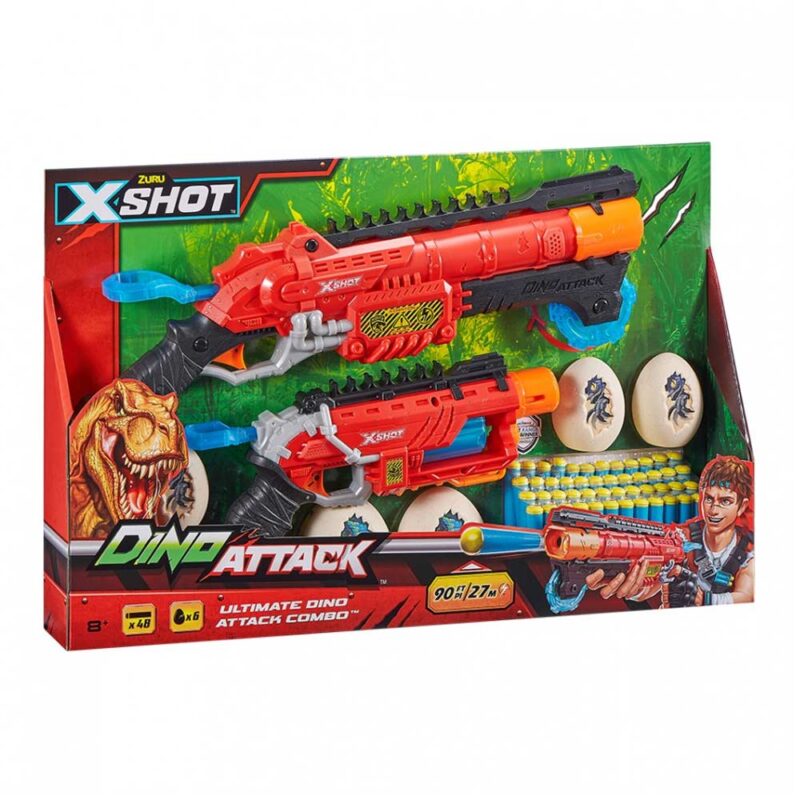X-Shot Набір швидкострільних бластерів DINO Combo Pack (2 середніх яйця, 4 маленьких яйця, 48 патронів), арт.4859