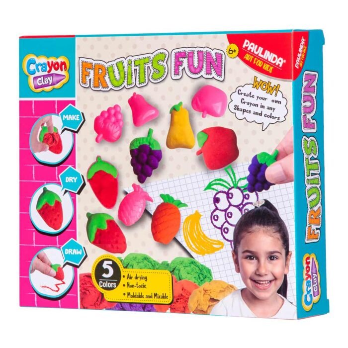 560786_1 Набір для творчості Paulinda Crayon clay 2 в 1 (маса для ліплення та олівці) «Фрукти» з розмальовкою та аксесуарами - Зображення 1
