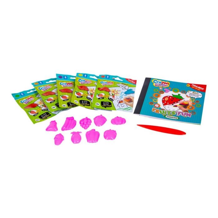 Набір для творчості Paulinda Crayon clay 2 в 1 (маса для ліплення та олівці) «Фрукти» з розмальовкою та аксесуарами - Зображення 2