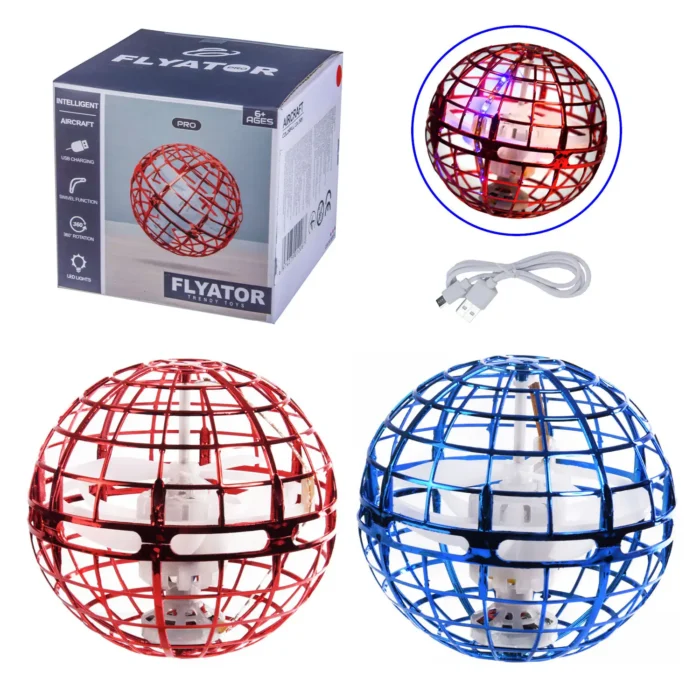 Летающий шар 368 (100шт/5) 3цвета, свет,usb-заряд,  в кор. 10*10*9,5см - Зображення 1