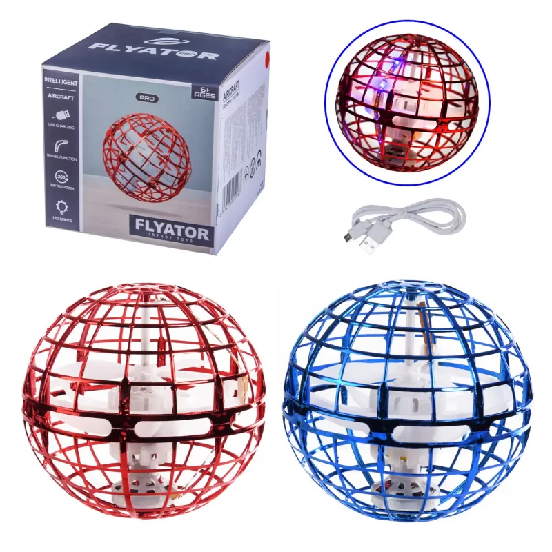 Летающий шар 368 (100шт/5) 3цвета, свет,usb-заряд,  в кор. 10*10*9,5см