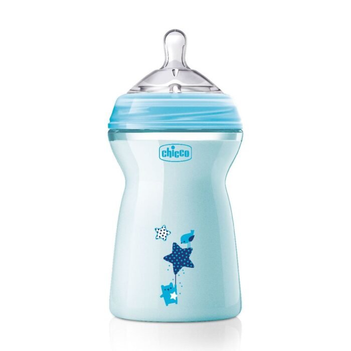 Пляшка пластикова Natural Feeling 330мл. соска силіконова від 6 місяців швидкий потік (блакитна) - Зображення 2