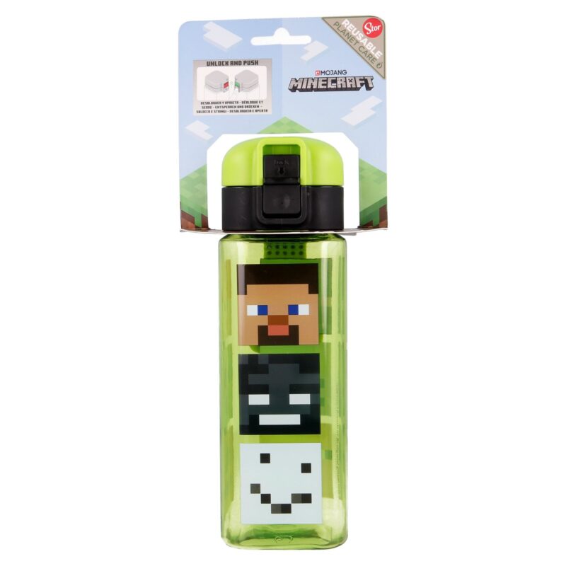 Пляшка для води дитяча Stor Safety Lock Square 550 ML Minecraft