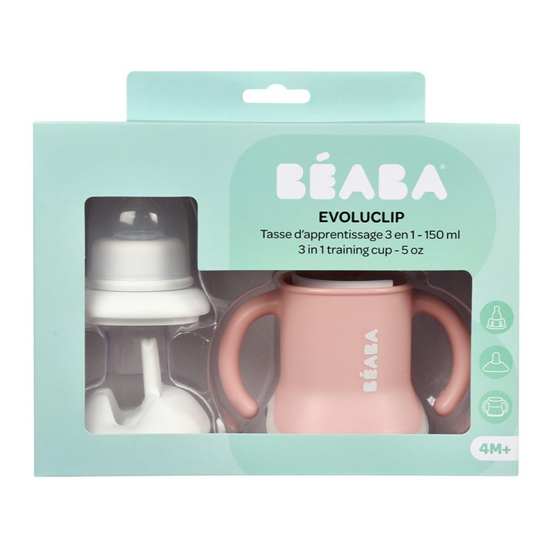 Поїльник Beaba Ellipse 3 в 1 Evoluclip Training Cup old pink NEW