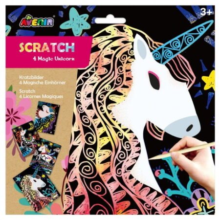 Набір для творчості, скретч-арт *Чарівні єдинороги*, 4 розмальовки