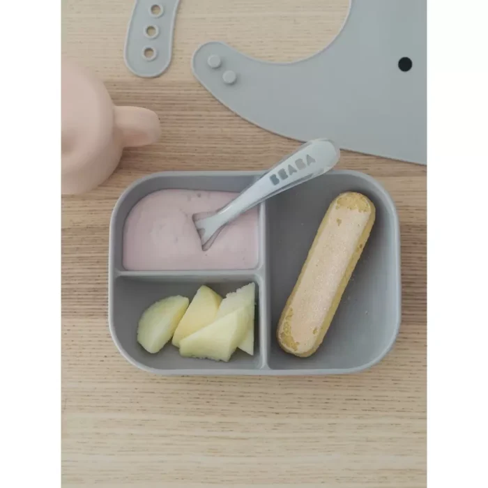 Набір силіконового посуду Beaba (3 предмета) - рожевий/сірий - Зображення 2