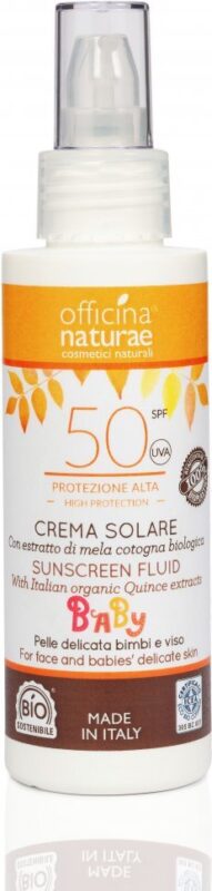 OF_Солнцезащитный крем высокого уровня защиты Spf 50 для детей в бутылочке из биоразлогаемого пластика