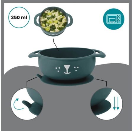 Набір тарілка на присосці, ложка і нагрудник FIRST'ISY, синій (6-12 міс.) - Зображення 3