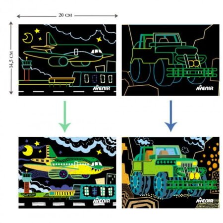 Набір для творчості, скретч-арт *Транспорт*, 8 розмальовок - Зображення 2