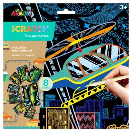 Набір для творчості, скретч-арт *Транспорт*, 8 розмальовок