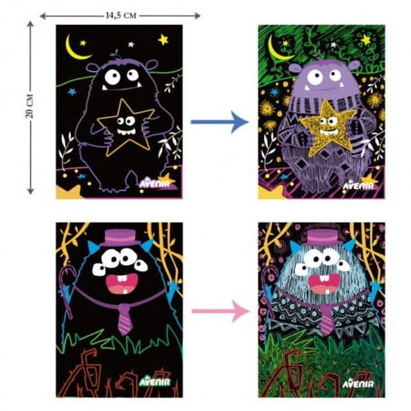 Набір для творчості, скретч-арт *Монстр*, 8 розмальовок - Зображення 2