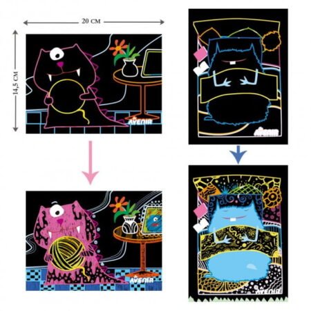 Набір для творчості, скретч-арт *Монстр*, 8 розмальовок - Зображення 3