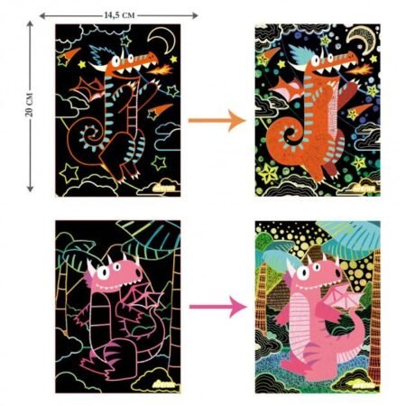 Набір для творчості, скретч-арт *Чарівні дракони*, 4 розмальовки - Зображення 2