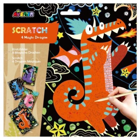 Набір для творчості, скретч-арт *Чарівні дракони*, 4 розмальовки