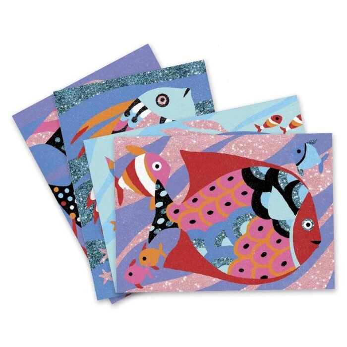 DJECO Художній комплект малювання кольоровим піском і блискітками *Райдужні рибки*,DJ08661 - Зображення 2