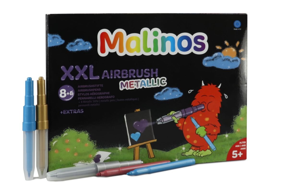 Фломастери та аерографи Malinos Metallic XXL (8+8 шт)
