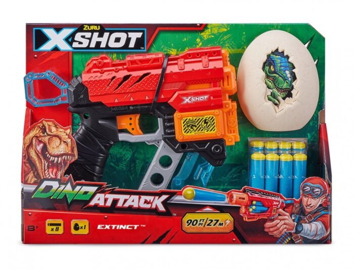 X-Shot Швидкострільний бластер DINO Extinct (1 яйце, 8 патронів) — Діно Екстінкт, 4870 - Зображення 1