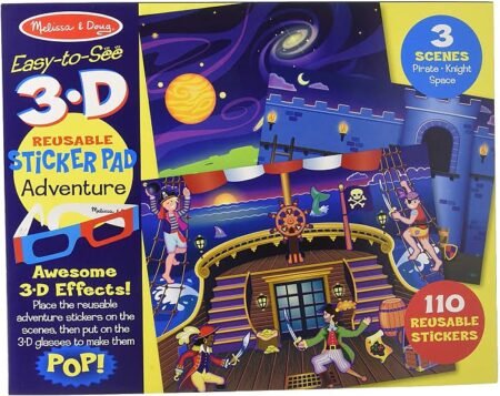 Багаторазові 3-D наліпки з окулярами *Пригоди* Melissa&Doug (MD9375)