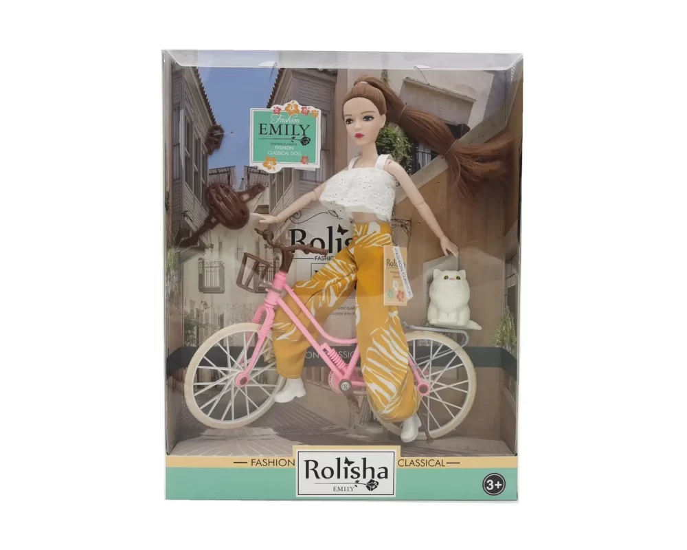 Кукла  *Emily* QJ111D  (48шт/2) с велосипедом, с аксессуарами,р-р куклы - 29 см, в кор.