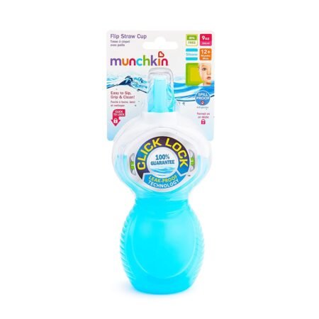 Пляшка непроливна *Flip Straw* (Click Lock) 266мл. кол. блакитний