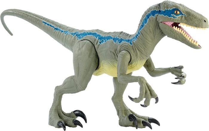 Jurassic World Super Colossal Velociraptor Blue 18” High & 3.5 Feet Long with Realistic Color, Articulated Arms & Legs, Swallows 20 Mini Action Figures [Amazon Exclusive] - Зображення 3