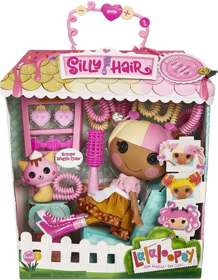 Lalaloopsy Silly Hair Doll - Scoops Waffle Cone with Pet Cat, 13* ice Cream Theme Hair Styling Doll with Multicolor Hair & 11 Accessories in Reusable Salon Package playset, for Ages 3-103 (576938EUC) - Зображення 1