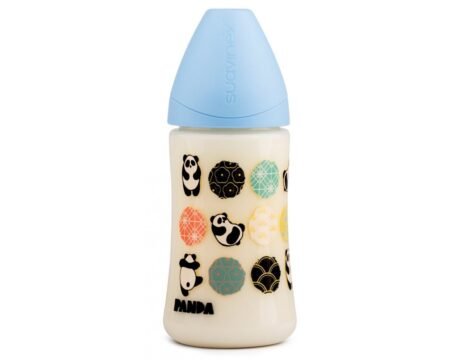 Пляшечка, 270 мл, анатомічна соска середній потік, *Історії панди*/блакитна панда (8426420043595)