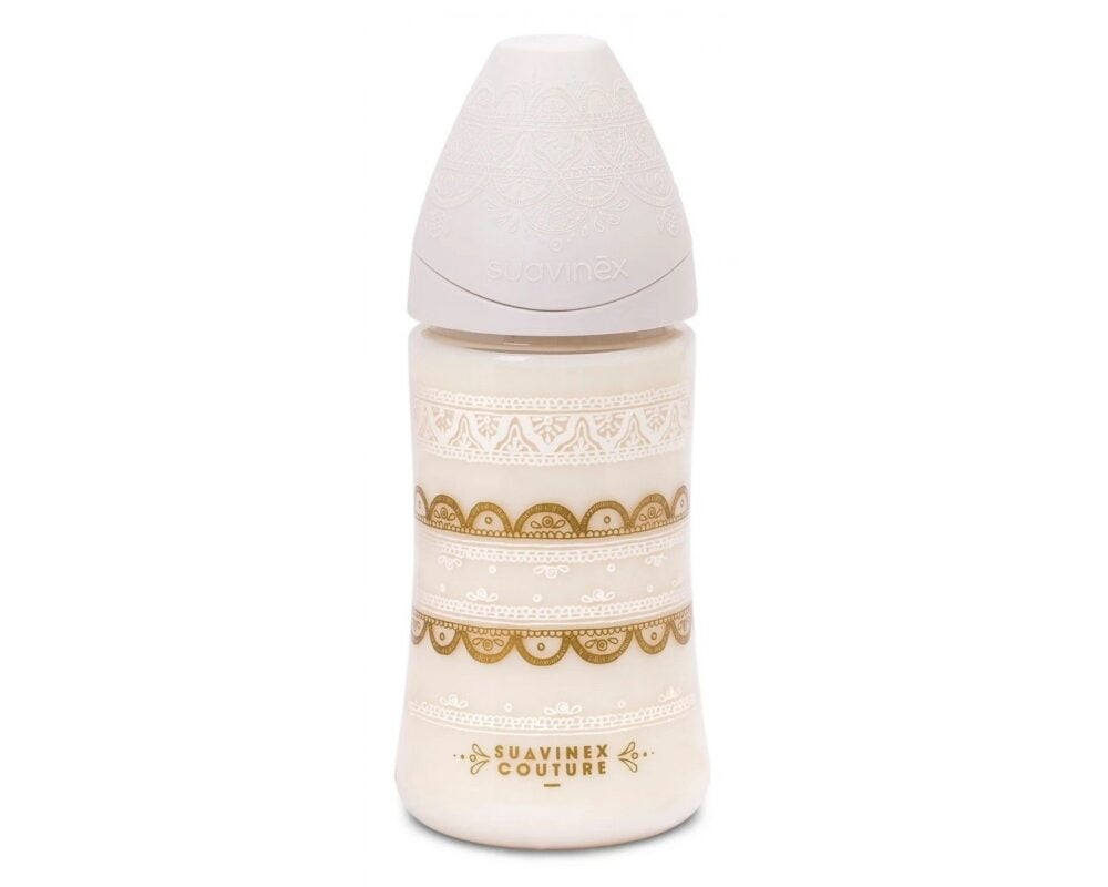 Пляшечка, 270 мл, кругла соска 3-позиційна, *Couture*/сіра (8426420045278)