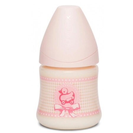 Пляшечка, 150 мл, анатомічна соска повільний потік, *Історії малюків*/рожеве каченя (8426420048101)