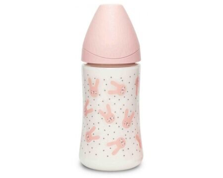 Пляшечка, 270 мл, 3-позиційна соска, *Hygge:Затишні історії*/рожевий зайчик (8426420069151)