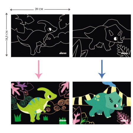 6004007 Набір для творчості, скретч-арт *Динозаври*, 8 розмальовок - Зображення 2