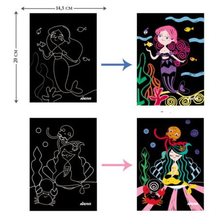 6004009 Набір для творчості, скретч-арт *Русалки*, 8 розмальовок - Зображення 2