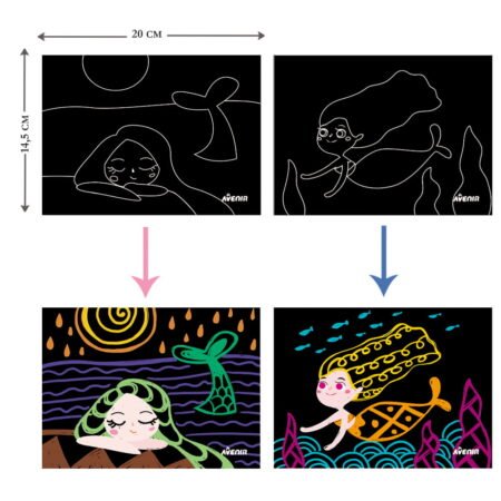 6004009 Набір для творчості, скретч-арт *Русалки*, 8 розмальовок - Зображення 3
