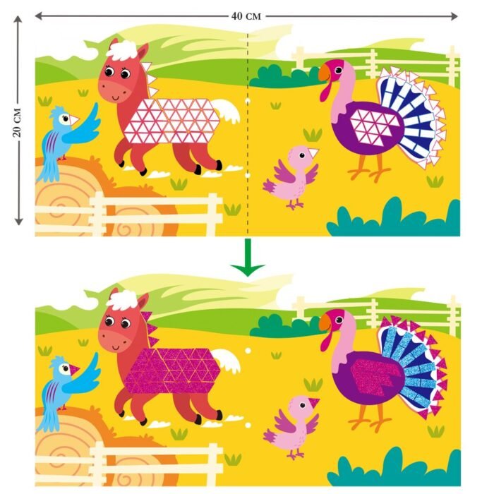 6004036 Набір для творчості, аплікація-мозаїка *Фермерські тварини*, 600 елементів - Зображення 2