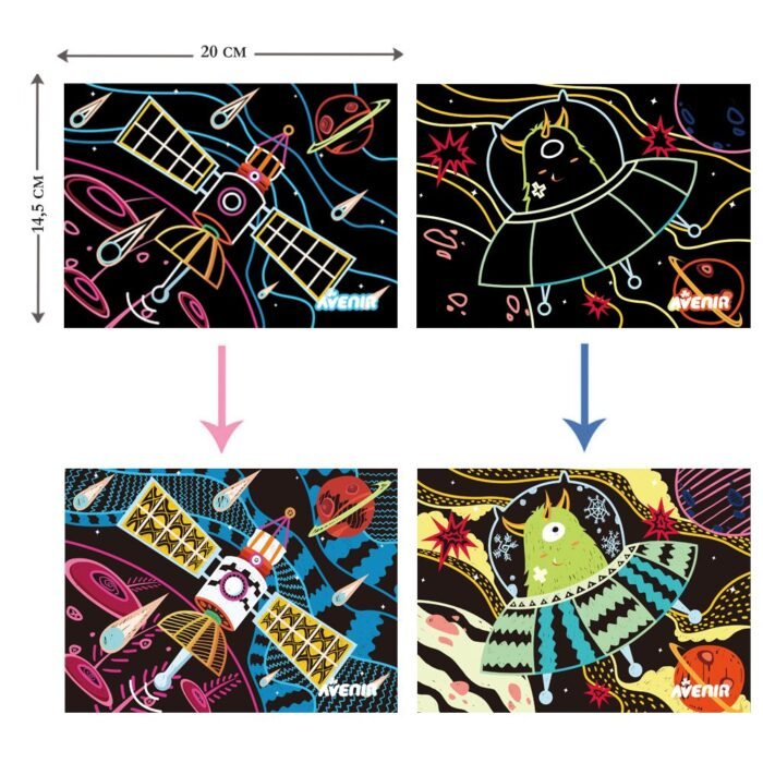 6004010 Набір для творчості, скретч-арт *Космос*, 8 розмальовок - Зображення 3