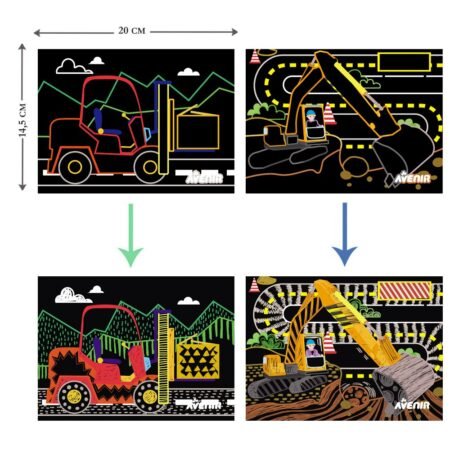 6004011 Набір для творчості, скретч-арт *Будівництво*, 8 розмальовок - Зображення 2