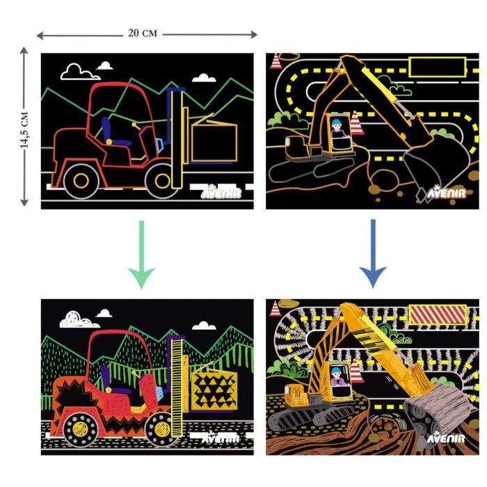 6004011 Набір для творчості, скретч-арт *Будівництво*, 8 розмальовок - Зображення 2