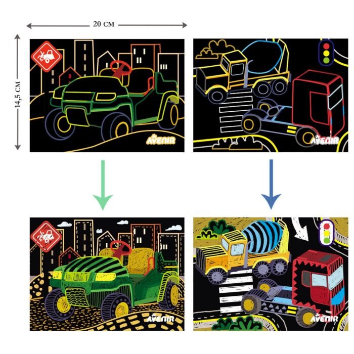 6004011 Набір для творчості, скретч-арт *Будівництво*, 8 розмальовок - Зображення 3