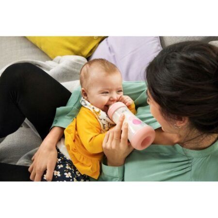 Пляшка пластикова *PERFECT 5*  240мл.соска силіконова  від 2 місяців середній потік (дівчинка) - Зображення 3