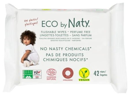 Дитячі вологі серветки торговельної марки “ECO BY NATY”. Змиваючі, 42 шт. в упаковці.