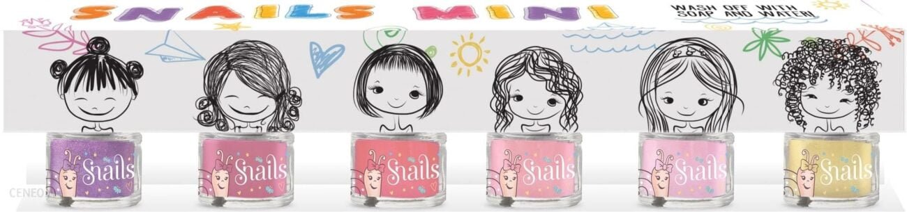 Zestaw 6 lakierow do paznokci dla dzieci Snails Mini