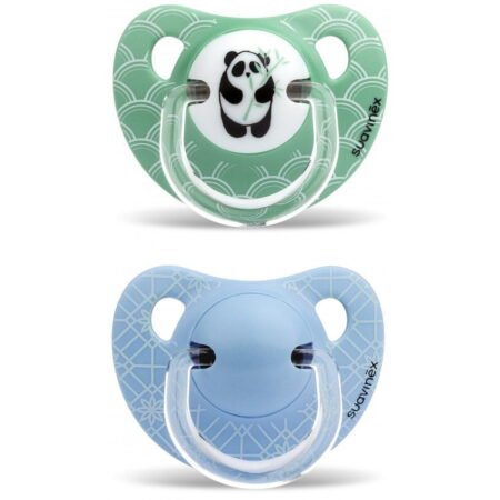 Пустушки анатомічні (набір: 2 шт), 6-18 місяців, *Історії панди*/панда зелена (8426420042819)