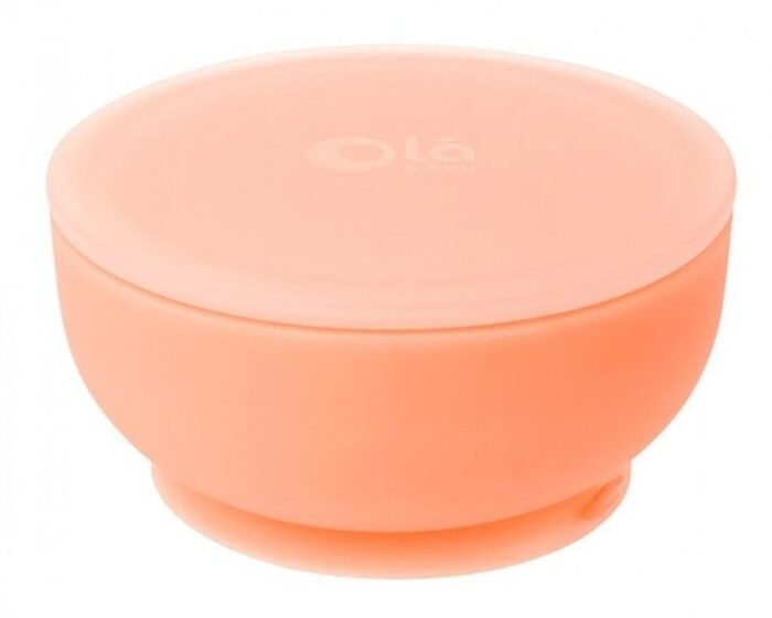 silicone-suction-bowl-olababy-coral-1500x1200 Дитяча миска із кришкою, Coral/Помаранчевий - Зображення 1