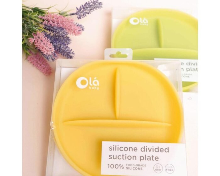 silicone-suction-plate-olababy-kiwi-6-1500x1200h Дитяча тарілка із секціями, Lemon/Жовта - Зображення 1