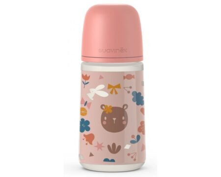 Пляшечка, 270 мл, фізіологічна соска середній потік, *Лісові історії*/рожева (8426420072397)