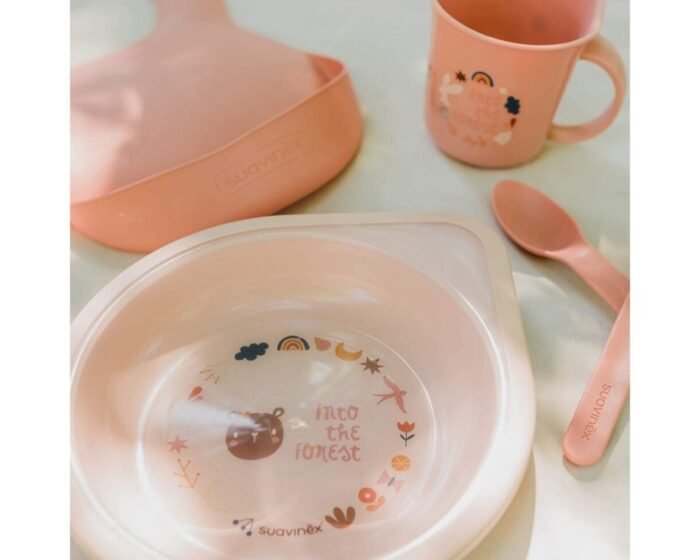 Набір посуду для годування *Лісові історії*/ рожевий (глубока тарілка, середня тарілка, чашечка,ложечка) (8426420070294) - Зображення 3