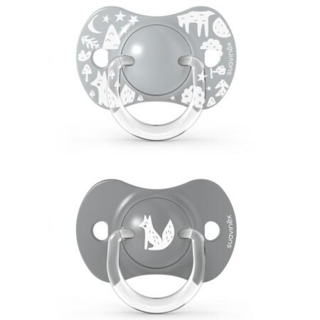 Пустушка фізіологічна (набір: 2 шт), 6-18 місяців, *Fox - історії лисиці*/сіра (8426420074841)